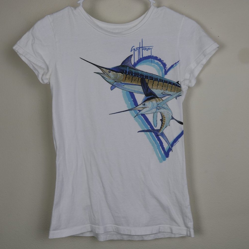 Guy Harvey Girls Blue Heart Swordfish Tee